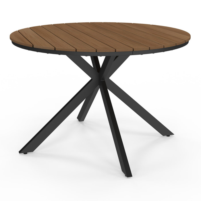Table de jardin Milazzo ronde en polywood et pieds croisés 120cm
