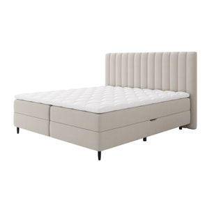 Maria - lit boxspring - 160x200 - en velours - coffres et surmatelas inclus - Beige