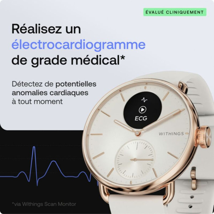 Montre santé WITHINGS Connecté Scanwatch 2 Rose Gold Sand 38mm