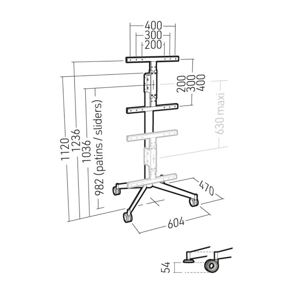 Pied TV ERARD KANA1200L BOIS 30 à 55 pouces