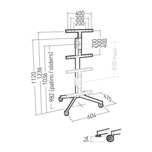 Pied TV ERARD KANA1200L BOIS 30 à 55 pouces