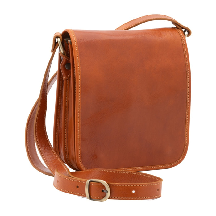 Borsa a tracolla uomo in vera pelle - Modello False - Made in Italy - 23.0 x 20.0 x 9.0 cm