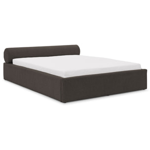 Billy - lit coffre - 160x200 cm - en tissu texturé - sommier inclus - Gris Anthracite