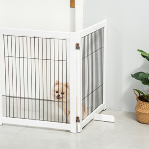 Barrera de Seguridad Plegable para Perros Madera Puertas Escaleras 264x35,5x77cm