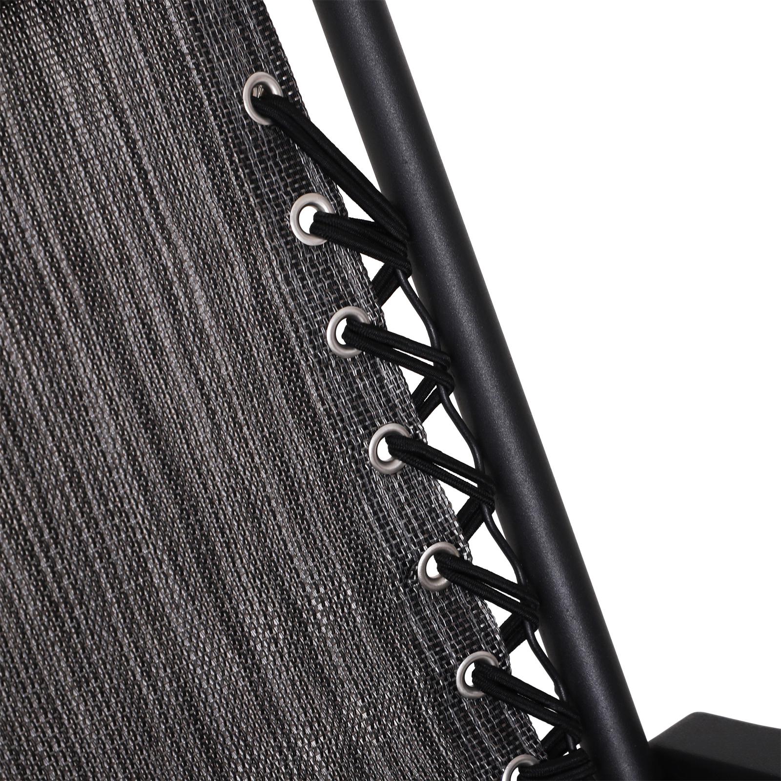Fauteuil à bascule rocking chair pliable de jardin dim. 94L x 64l x 110H cm acier époxy textilène gris chiné