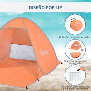 Tienda De CampaáÂ±a Playa de Poliéster 200x150x115cm Naranja