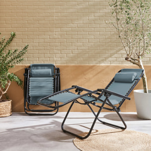 Lot de 2 fauteuils relax – Patrick – Textilène. pliables. multi-positions. émeraude