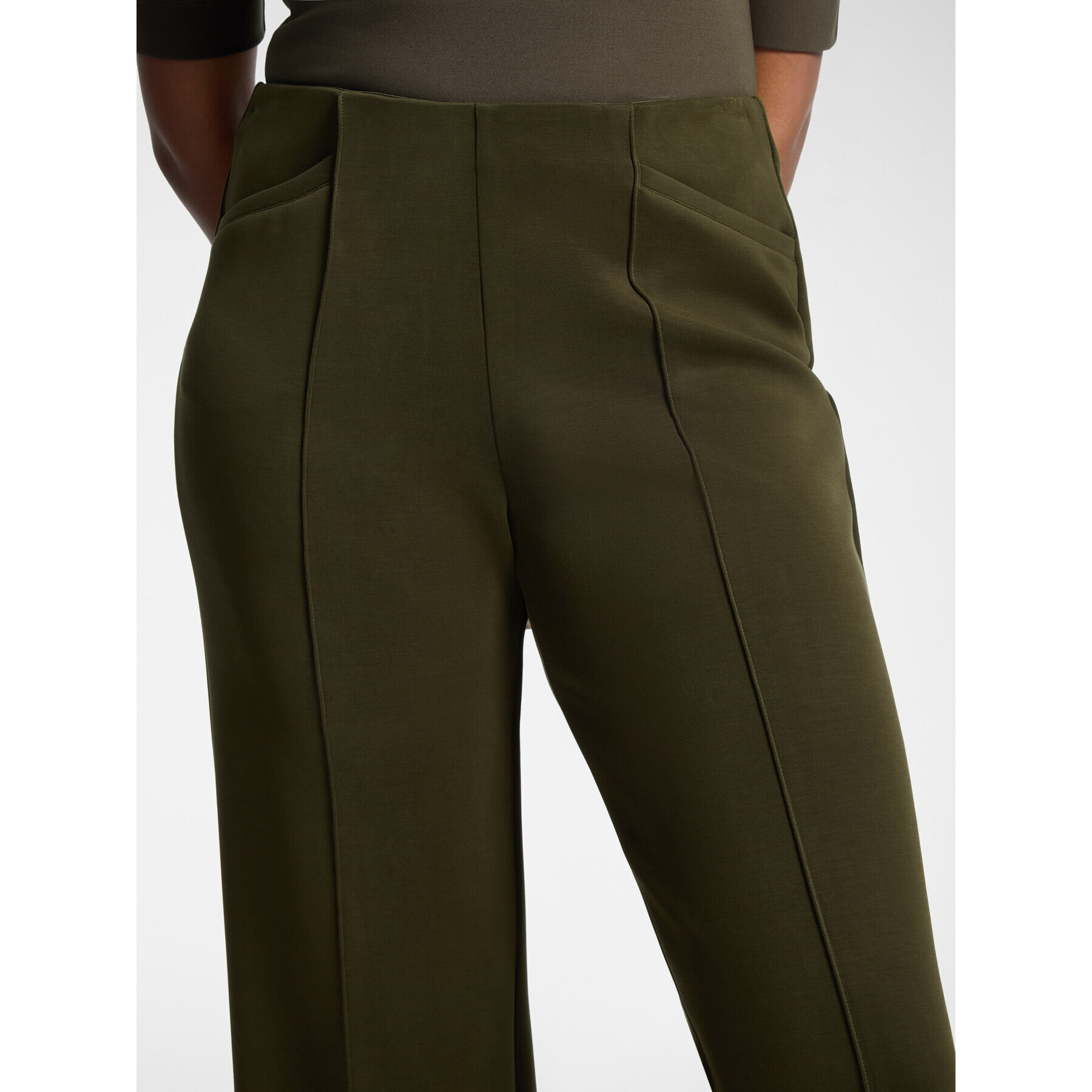 Elena Mirò - Pantalones cropped en scuba - Verde militare