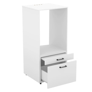 Mobile Lavatrice Con Cassettone Mensola Estraibile Mobiletto Lavanderia Asciugatrice Salvaspazio Con Vano Incasso Piano Appoggio 67×65×144 Cm Bianco