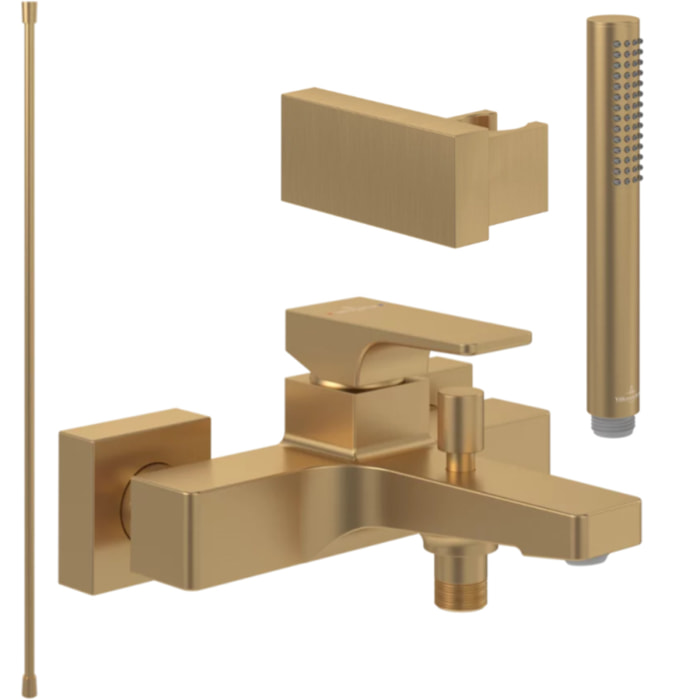 Pack mitigeur baignoire mécanique Architectura Square Or brossé avec ensemble