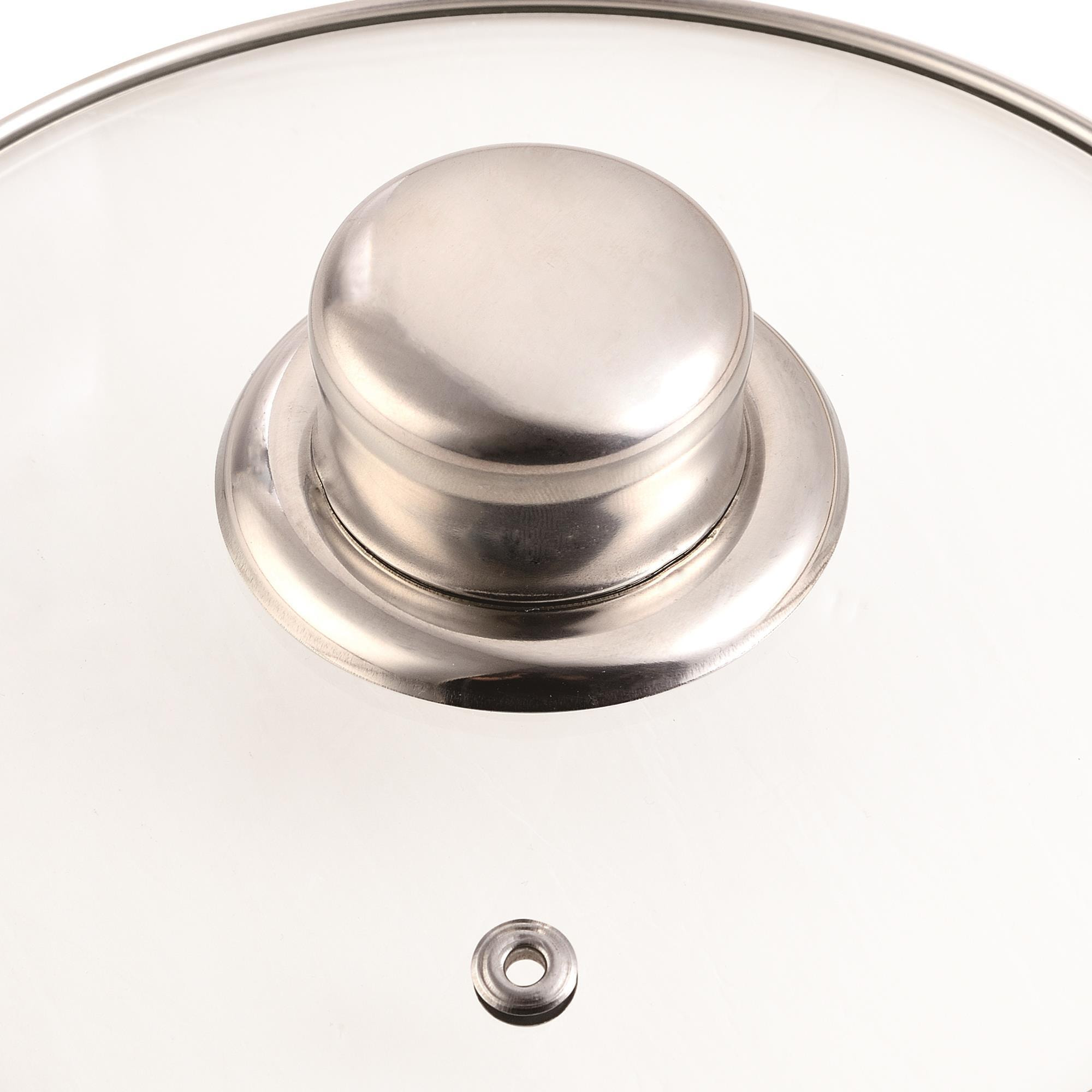 juego de batería de cocina de 12 piezas en acero inoxidable con bases de inducción y mangos ergonómicos