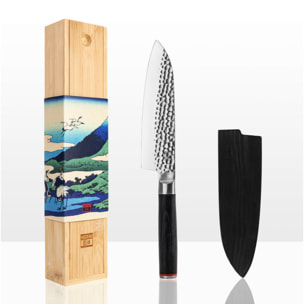 Coltello "Santoku" martellato | acciaio 440C | L: 18 cm