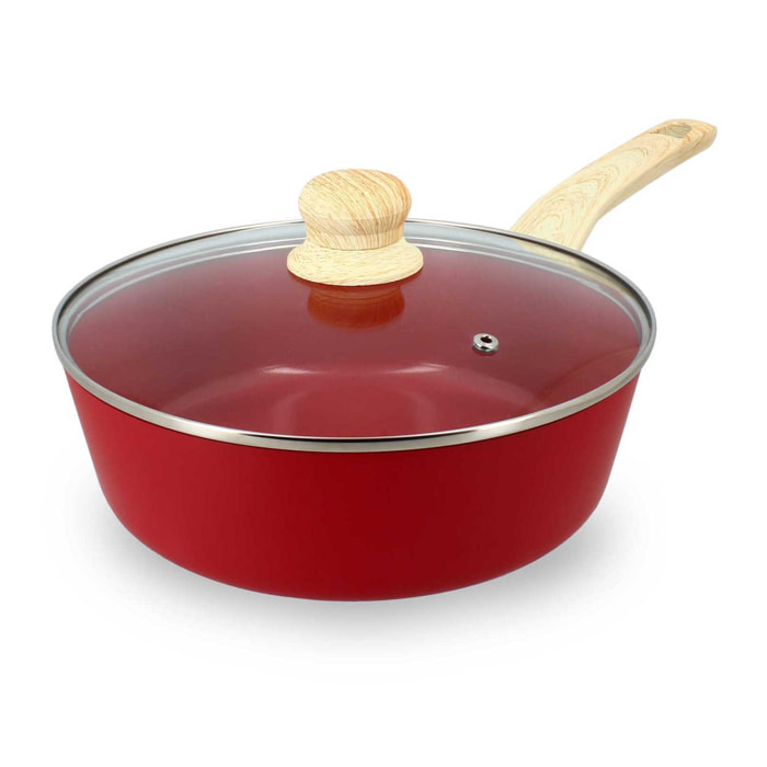Sauteuse en revêtement céramique 24cm rouge - tous feux COLORAMA