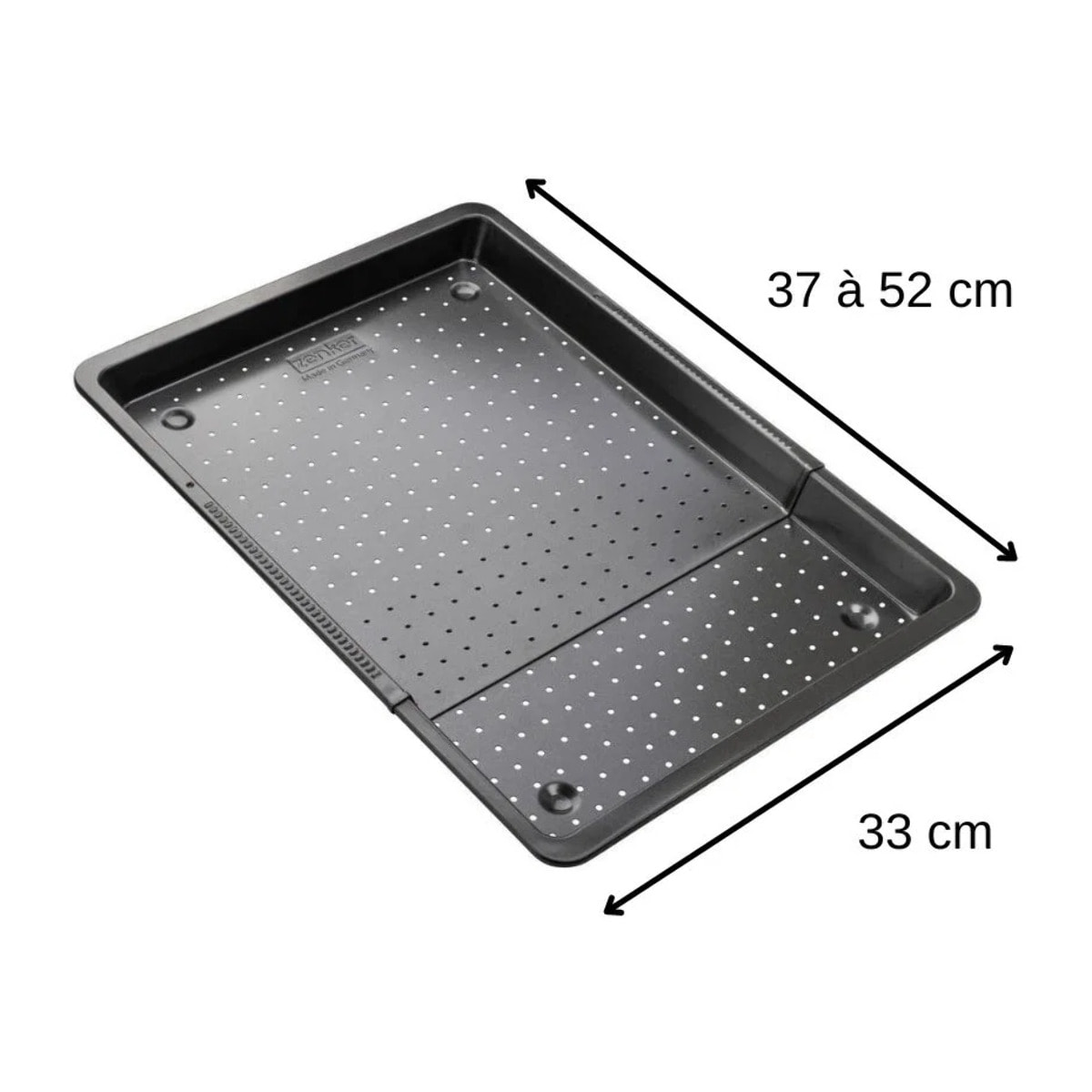 Plaque à pizza rectangulaire perforée extensible 37 à 52 x 33 cm Zenker Black Metallic