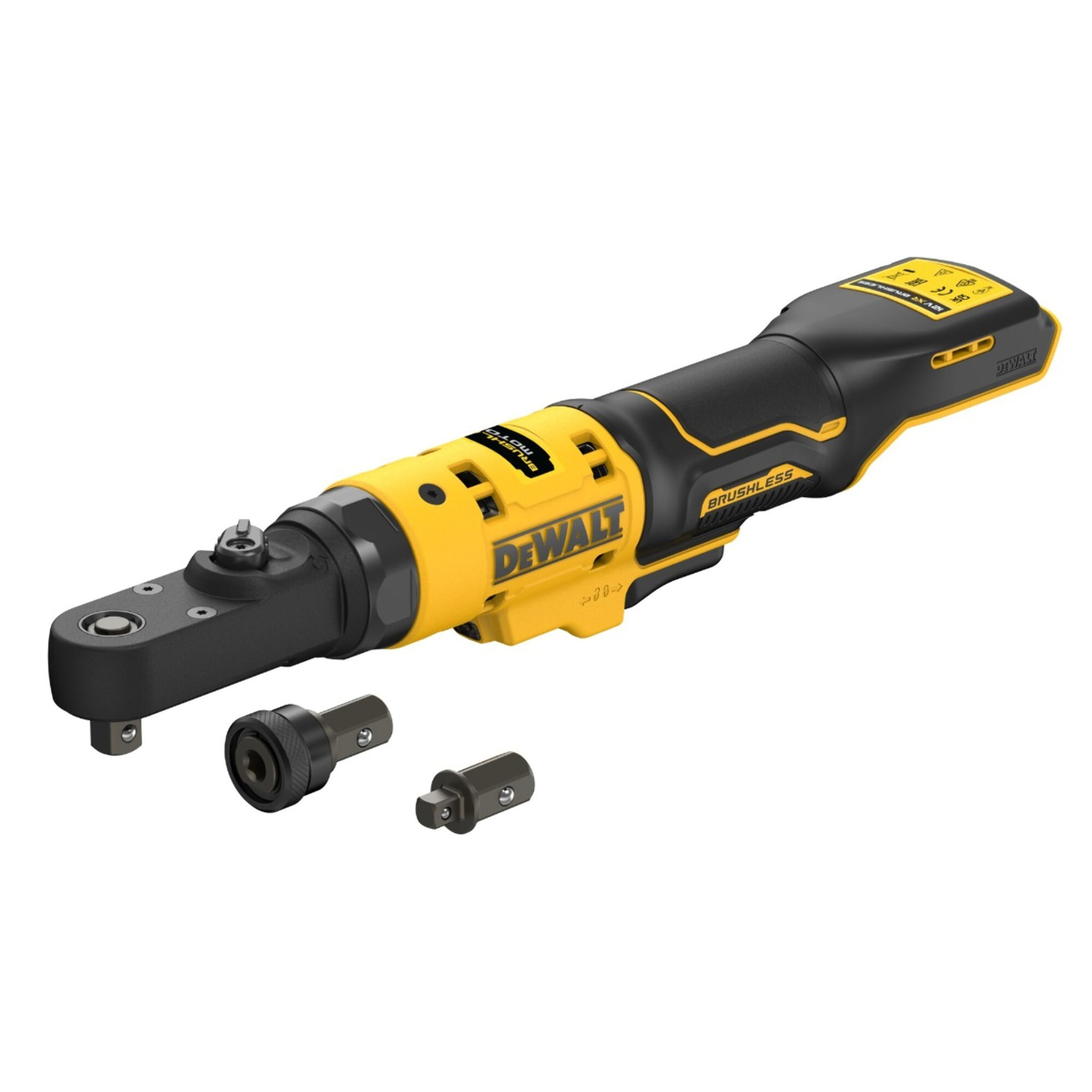 Clé à cliquet DEWALT XR 12V Brushless - Têtes interchangeables 1/4', 3/8' et porte-embout hexagonal 1/4' - DCF500N-XJ