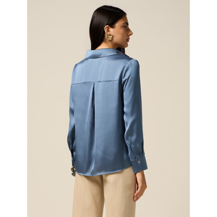 Oltre - Camicia in raso - Azzurro