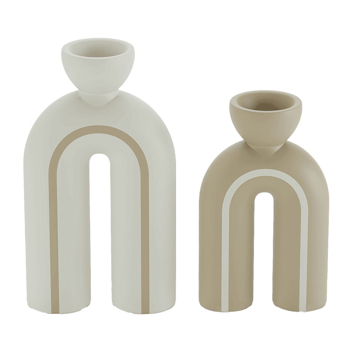 Lot de 2 bougeoirs art moderne en céramique