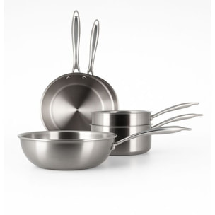 Batterie de cuisine 5 pièces en acier inoxydable - tous feux TRIPLY