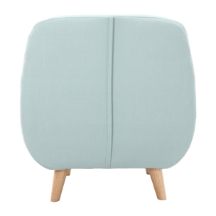 Fauteuil déhoussable scandinave en tissu menthe à l'eau et bois clair YNOK