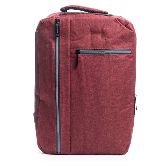 Zaino da cabina multiscomparto, porta laptop 17". Adattabile a Trolley. Presa USB esterna nascosta.