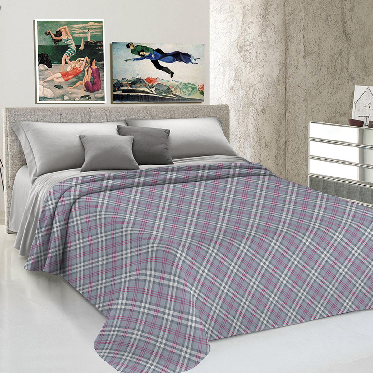 Copriletto di cotone scotty grigio