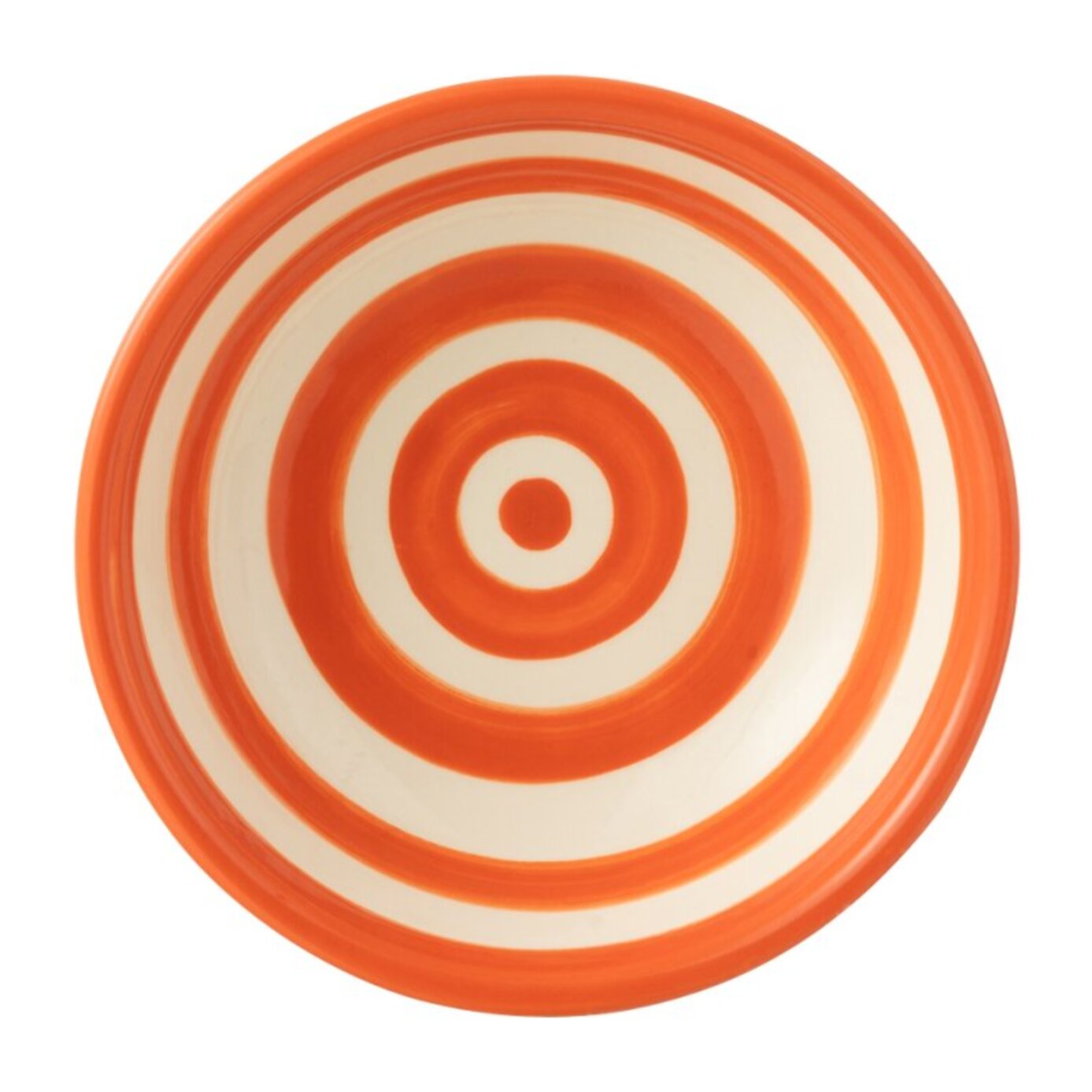 J-Line bol Granada Stripes Low - céramique - blanc/orange - small - Ø 14 cm