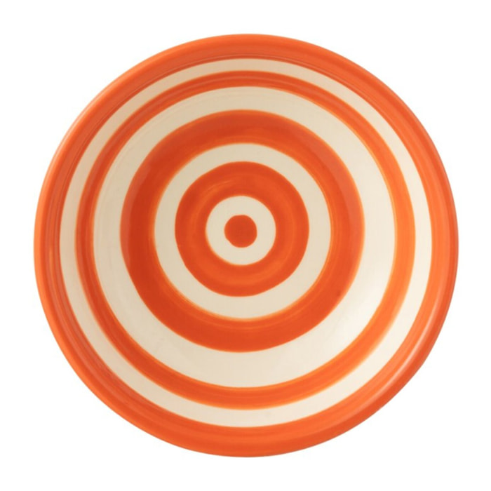 J-Line bol Granada Stripes Low - céramique - blanc/orange - small - Ø 14 cm