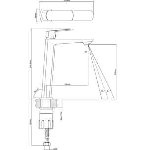 Mitigeur lavabo haut Feel, sans bonde, noir mat (SATBSFEEL285C)
