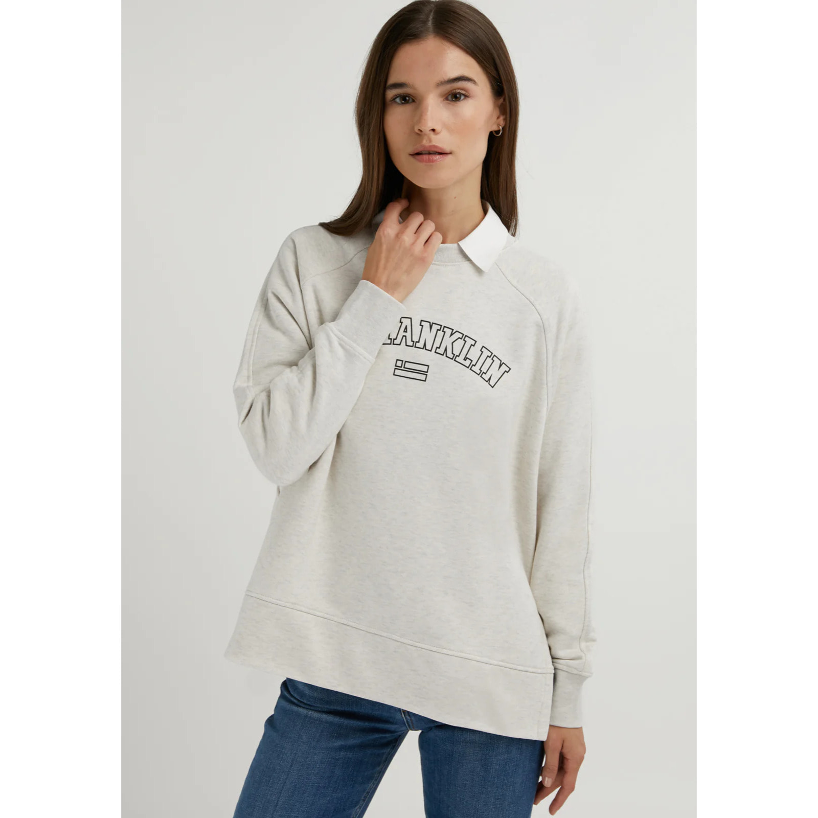 Sudadera de Mujer Varsity Oversized Crew Neck en Gris D.Franklin