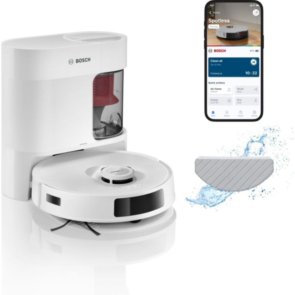 Robot Aspirateur Laveur BOSCH Spotless Advanced Blanc