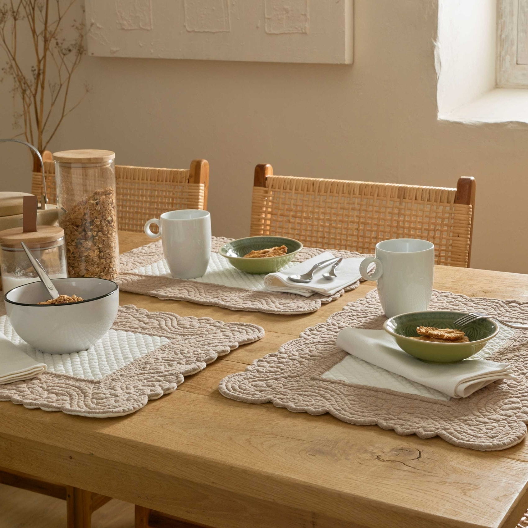 Set de table morphée miel - Ecru