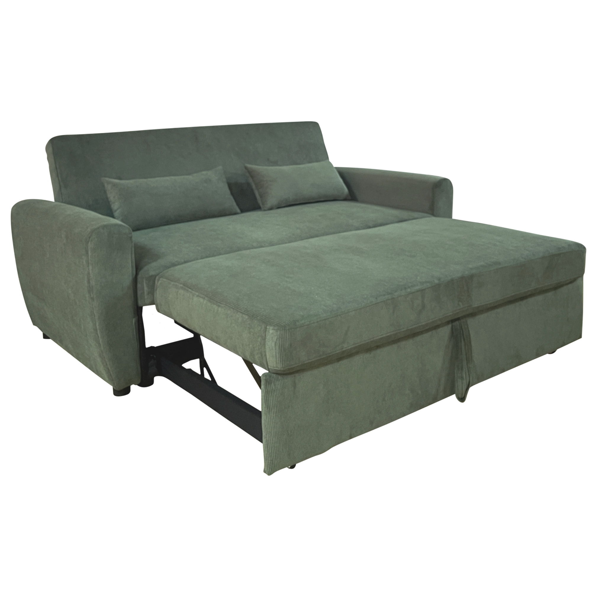 Canapé convertible en velours côtelé vert 2 places MATT