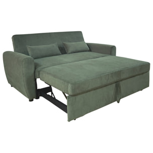 Canapé convertible en velours côtelé vert 2 places MATT