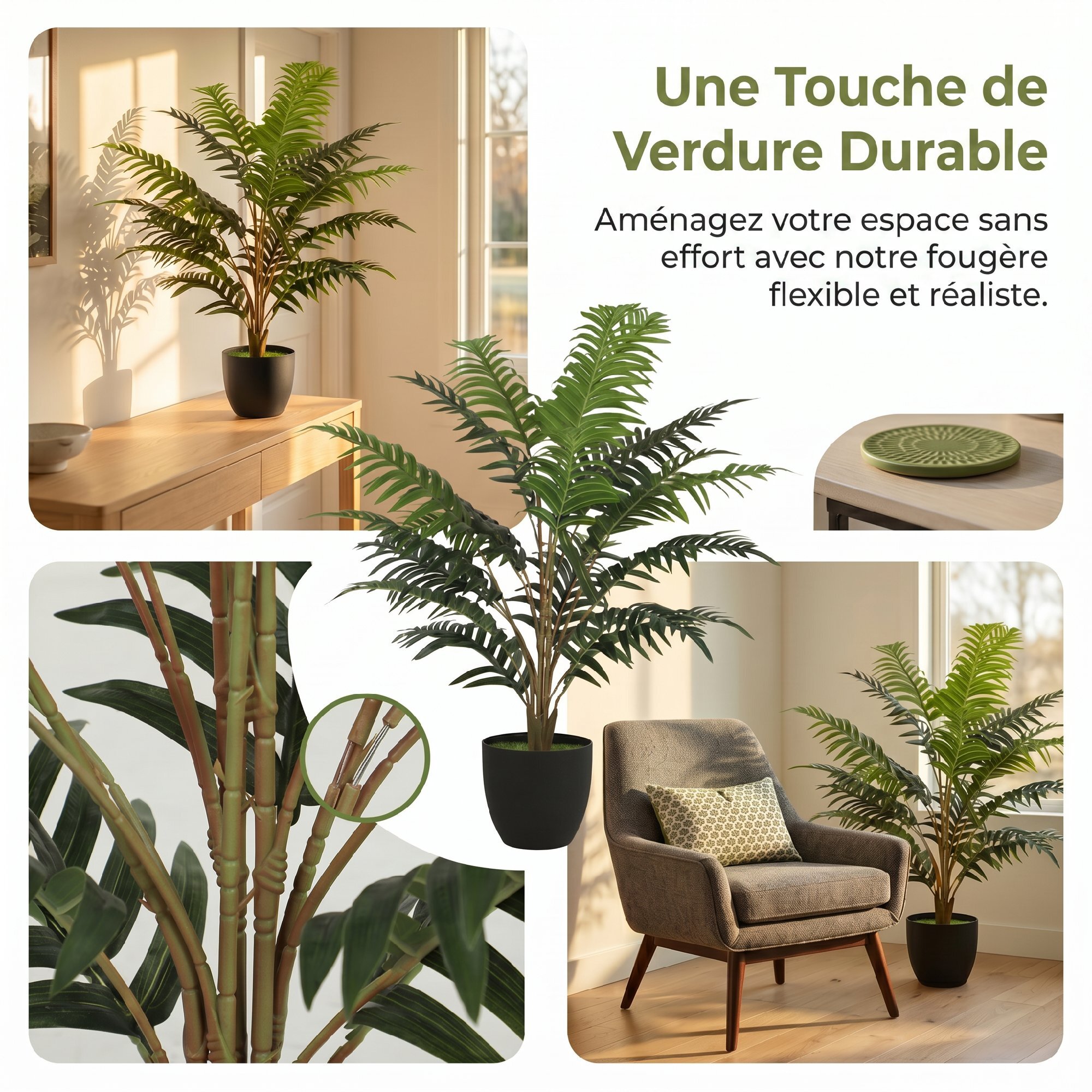Plante artificielle fougère en pot H.90 cm