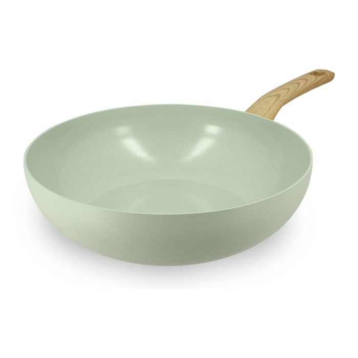 Wok 28cm avec revêtement céramique céladon - tous feux COLORAMA