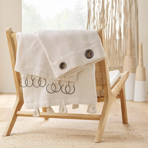 Rideau polylin à anneaux tamisant - Naturel