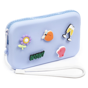 Borsa/borsetta Villaverla con manico, silicone e manico flessibile. Charms decorativi intercambiabili.