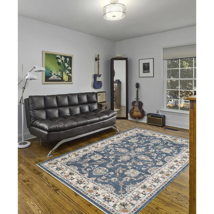 Tappeto orientale motivo persiano stile classico tradizionale colore blu per salotto soggiorno camera da letto