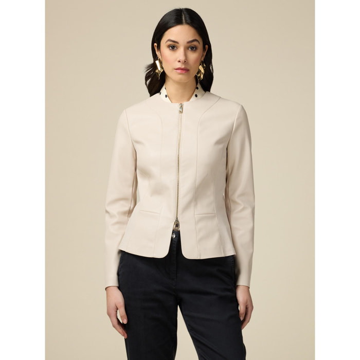 Oltre - Cazadora slim fit en tejido recubierto - Beige