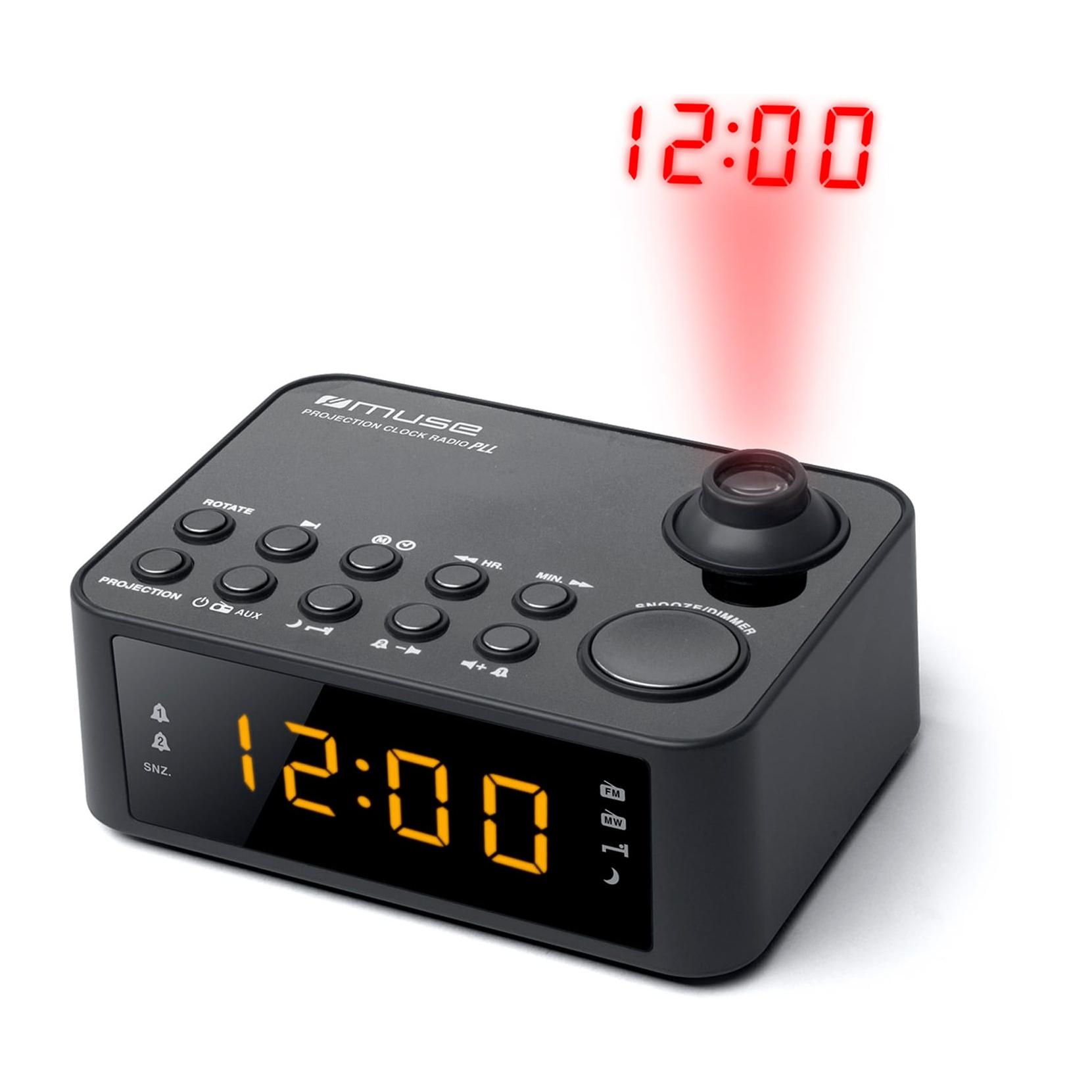 MUSE M-178 P NEGRO RADIO DESPERTADOR AM/FM CON ALTAVOZ INTEGRADO Y PROYECTOR DE HORA