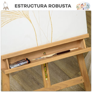 Caballete de Pintura Plegable, 235 cm, Caballete de Madera con Altura y Ángulo Ajustables, Estante Inferior, para Adultos, Artistas, Pintor, Estudiantes, Natural