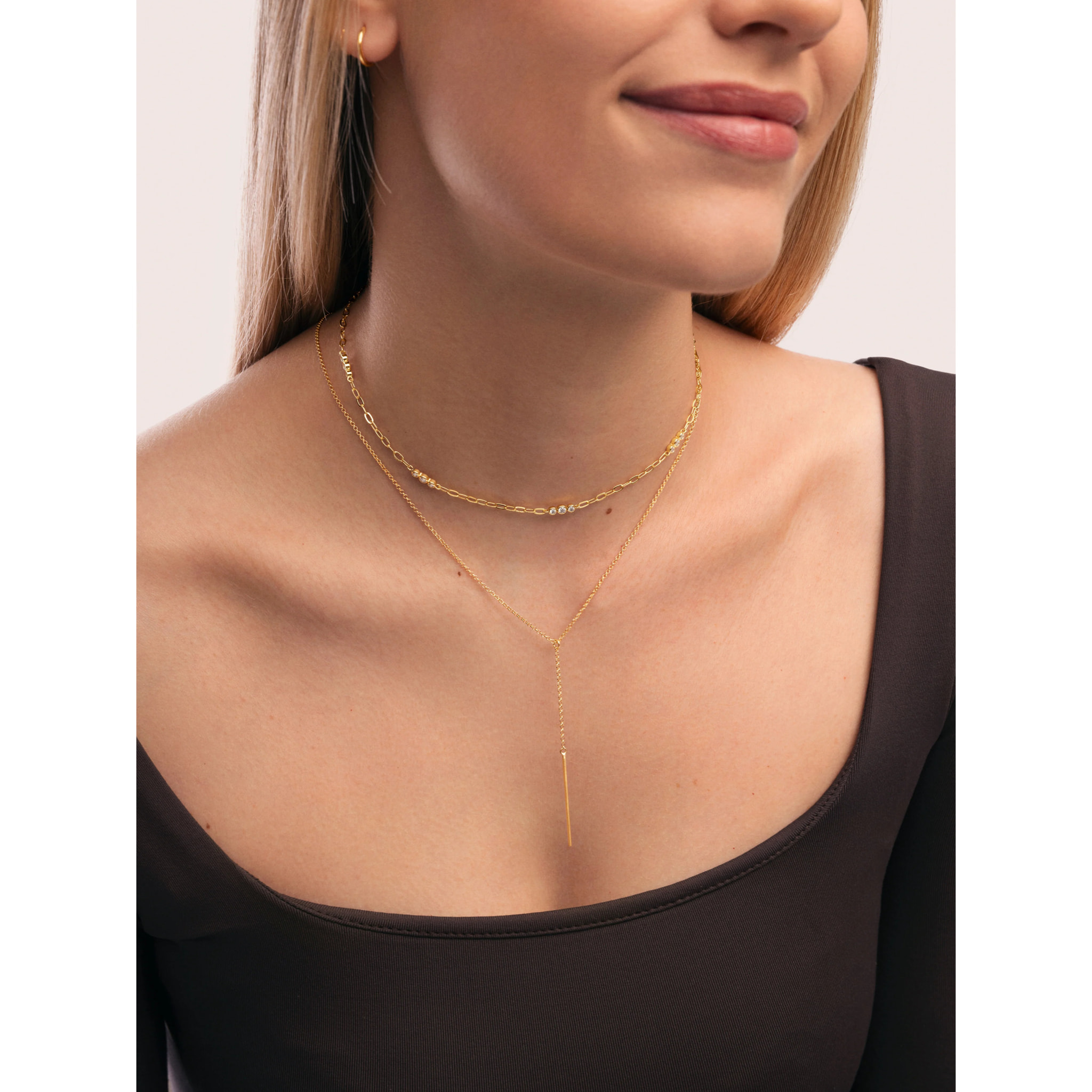 Collana And Stick Argento Placcato Oro