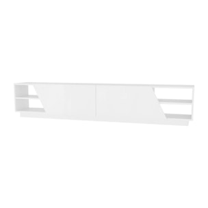 Mobile porta TV Dpazienz, Credenza da soggiorno, Armadio basso per TV, Base parete attrezzata, 240x37h47 cm, Bianco