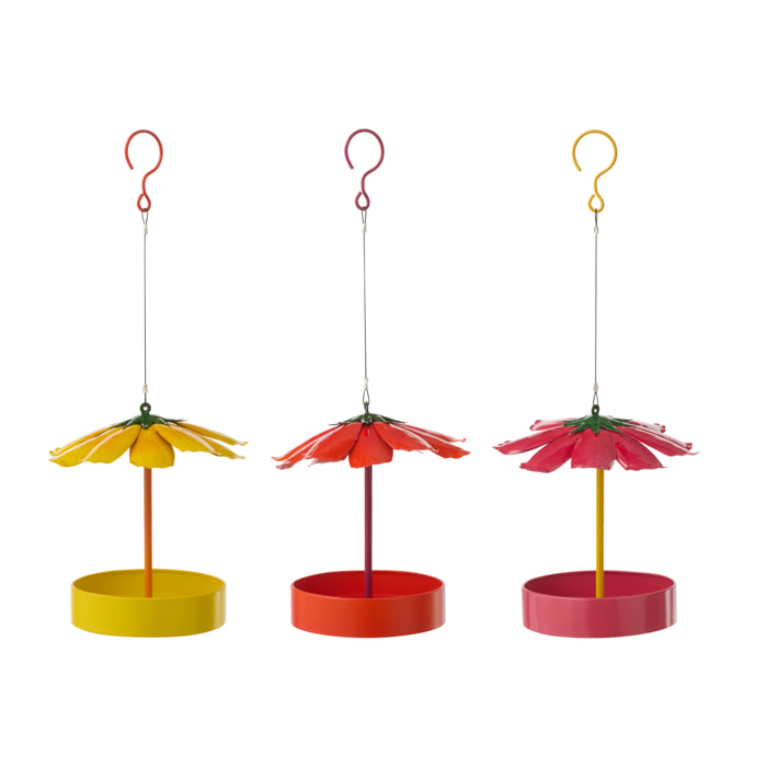 J-Line Fleur suspendue décorative - métal - multicolore - 3 pièces