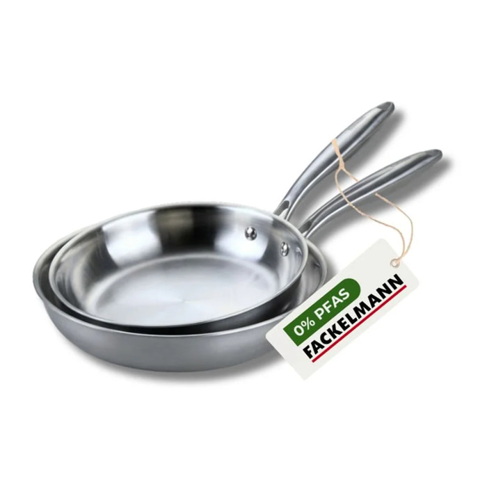 2 poêles inox 18/10 Triply Fackelmann Vita3