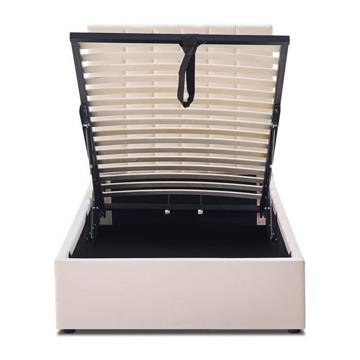 Lit coffre Giulia velours beige - 1 place