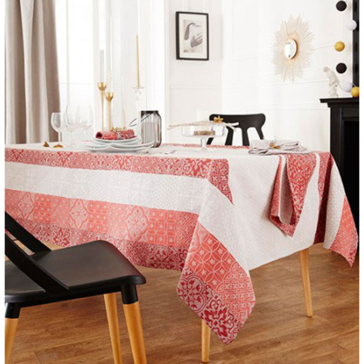 Nappe Rectangulaire Enduite 'Mosaïque' - Rouge