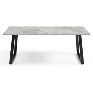 Table basse en céramique 120x60cm gris brillant - 7 piètements - UNIK