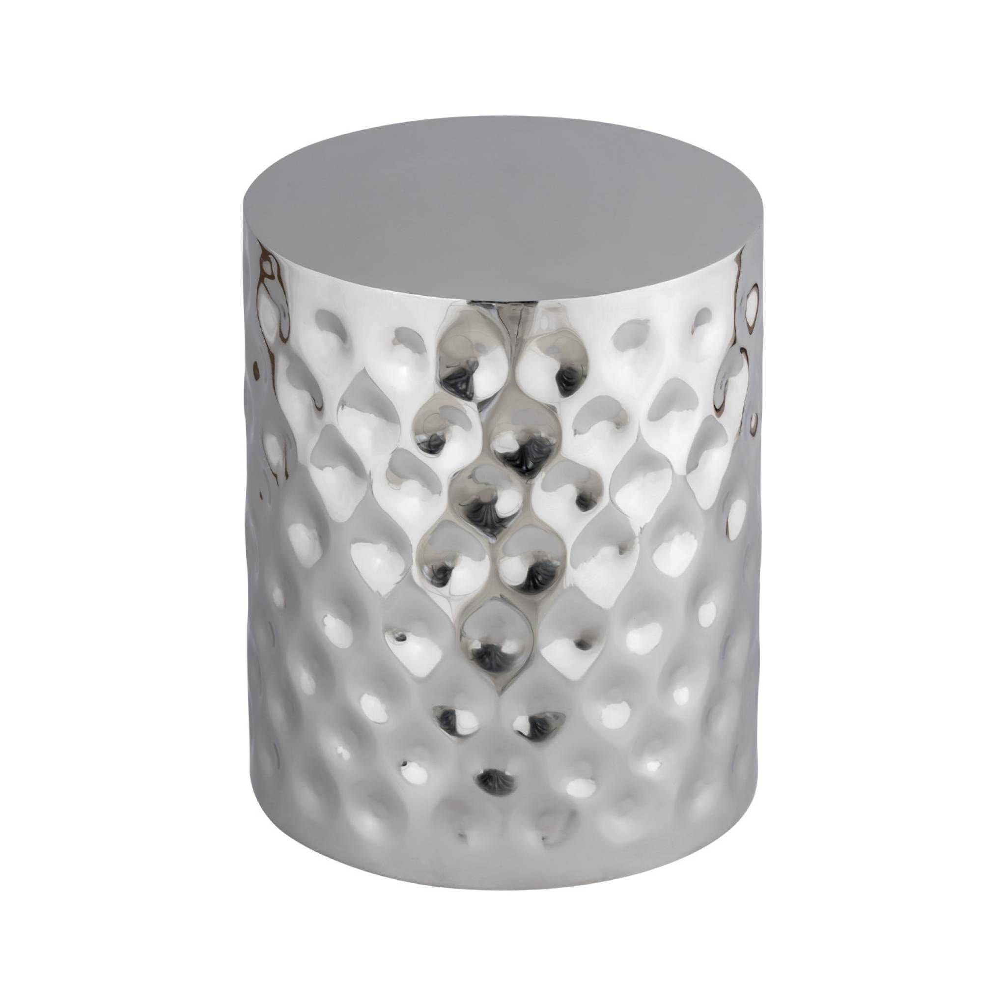 Table d'appoint. bout de canapé. table de chevet acier émaillé chromé Ø33 x H 41cm - Mira