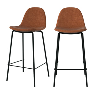 Lot de 2 chaises pour îlot central en tissu terracotta 65,5 cm - Henrik